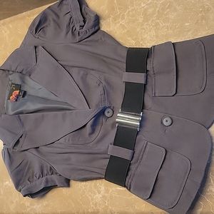 Forever 21 Charcoal Gray belted knotched lapel jacket, S